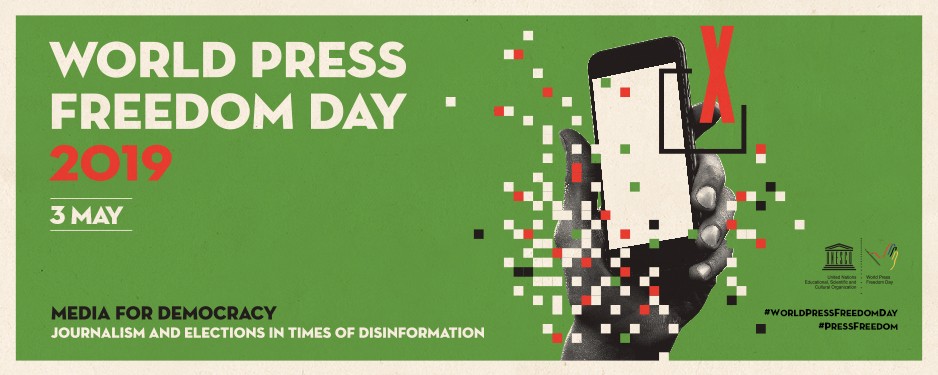 World Press Freedom Day 2019:  Media for Democracy. Journalism and elections in times of disinformation. Photo.