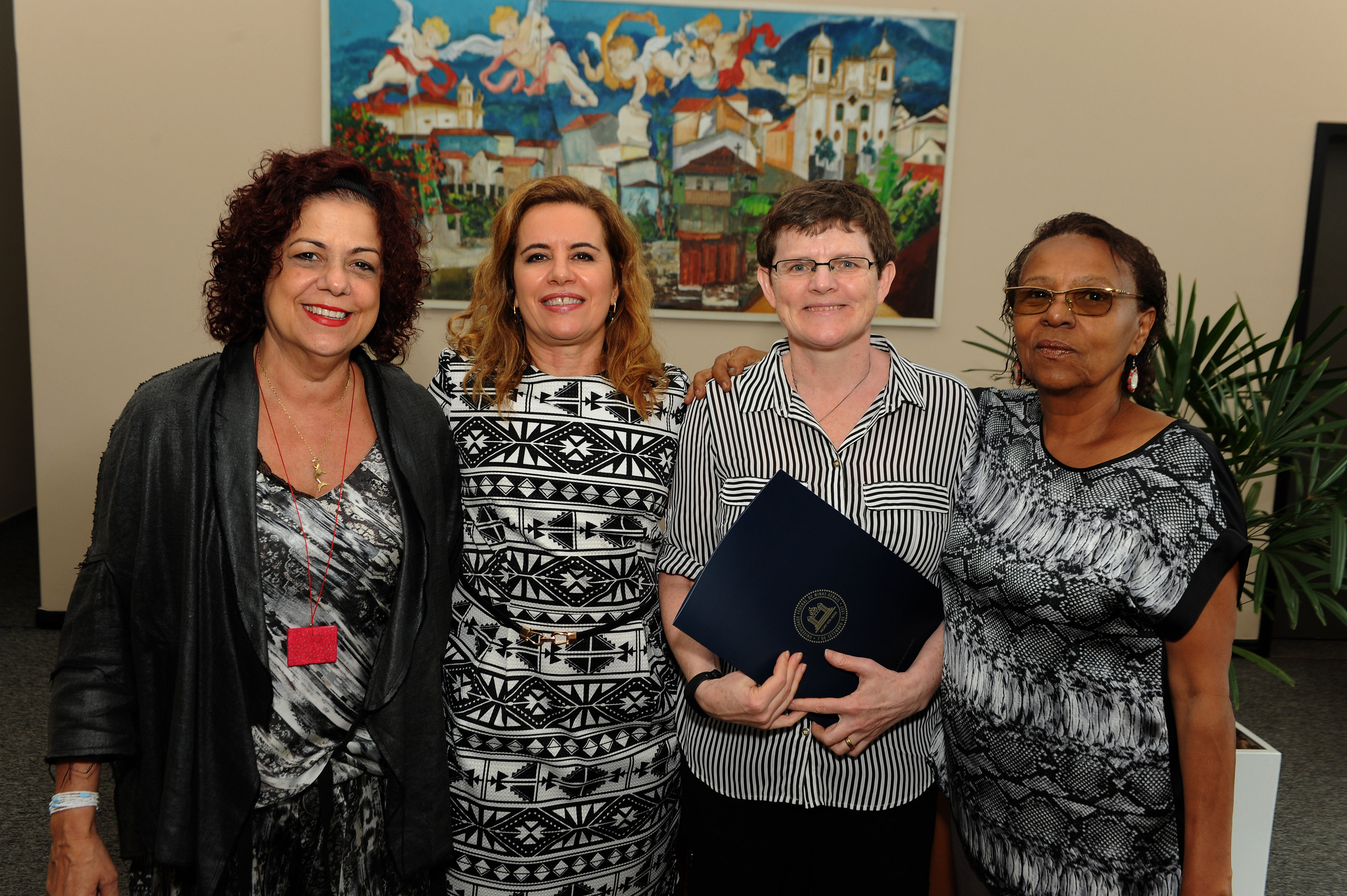 From left: Lucia Castello Branco, Professor at the literary faculty of UFMG, Vice Rector Sandra Goulart Almeida of the Universidade Federal de Minas Gerais (UFMG), Elisabeth Dyvik, Programme Director ICORN, and Leda Maria Martins, Director of Cultural Actions at the UFMG. Photo.