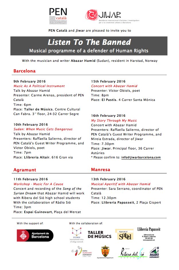 Programme for Abazar Hamid while in Barcelona. Photo. 