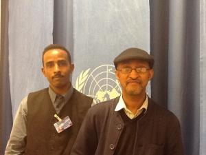 Dessale Behrekhet and Haile Bizen Abrha at the UN UPR session. Photo