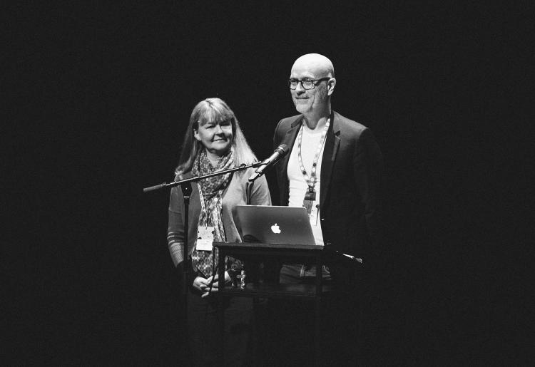 Copenhagen’s ICORN Coordinators Mette Bech Petersen and Jonas Kongstad Østergård at the 2023 ICORN Network Meeting in Brussels. Photo: Caroline Lessire.