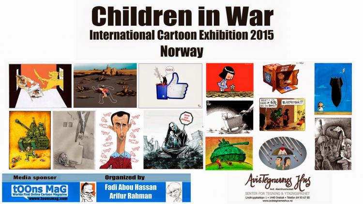 Children in War exhibition at Avistegnernes hus (the Cartoonists House) in Drøbak 10 september - 8 November 2015. Photo.