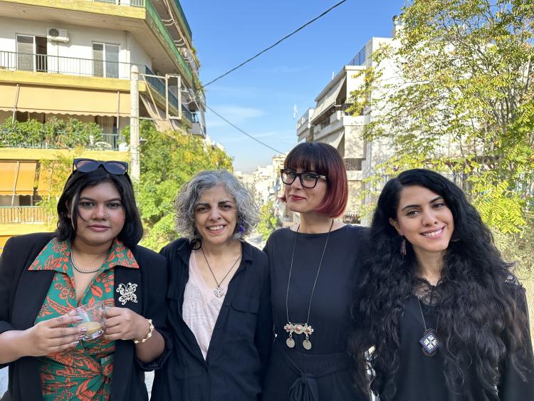 From left to right: Jannatun Nayeem Prity, Parvin Ardalan, and Atefe Asadi in Athens. Photo: Private.