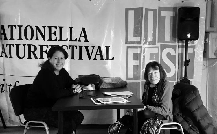 Milagros Socorro at Litfest Umeå in March 2020 with Danish translator Kirsten A. Nielsen. Photo.